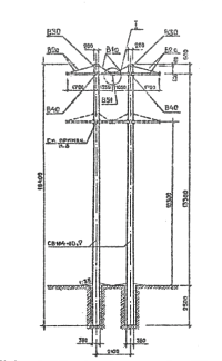 Промежуточная специальная бетонная опора ПСБ35–1В, серия 3.407.1–163 выпуск 1